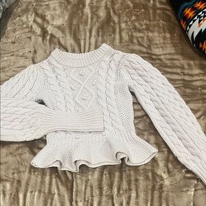 Joie Cable Knit Peplum Sweater - Light Gray
